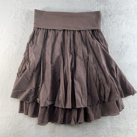 Vtg 2000s Y2K Large Skirt Unique Layered Tiered Flared Mini Peasant Boho Fairy - Picture 2 of 9